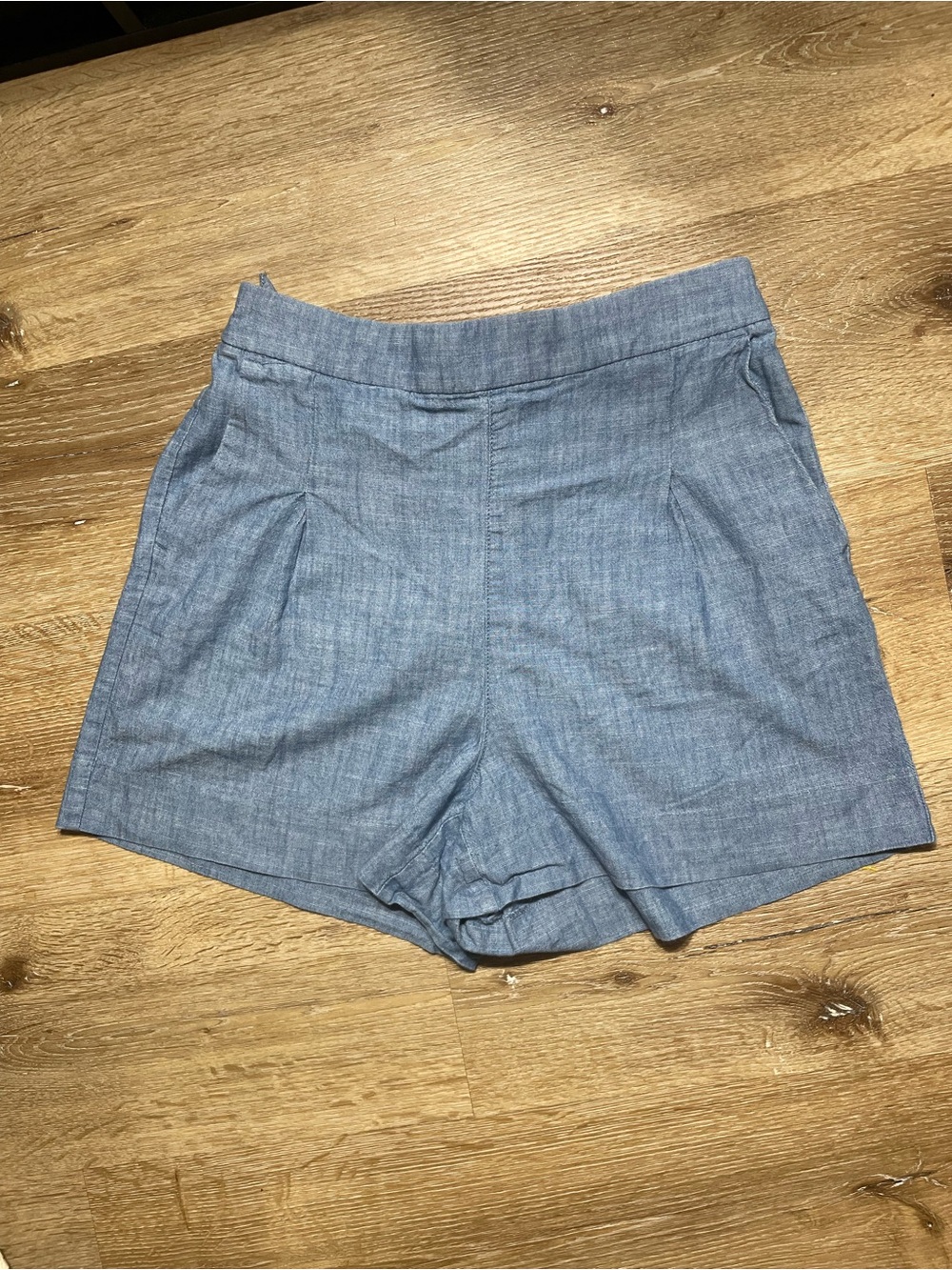 J. Crew Light Blue High-Waist Pleated Shorts